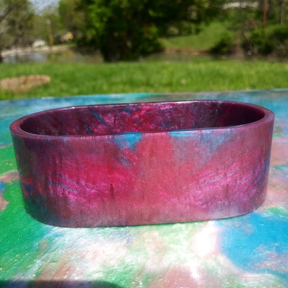 Purple Post It Note Holder Organizer Resin Art Handmade Cute Office Desk - Picture 4 of 12